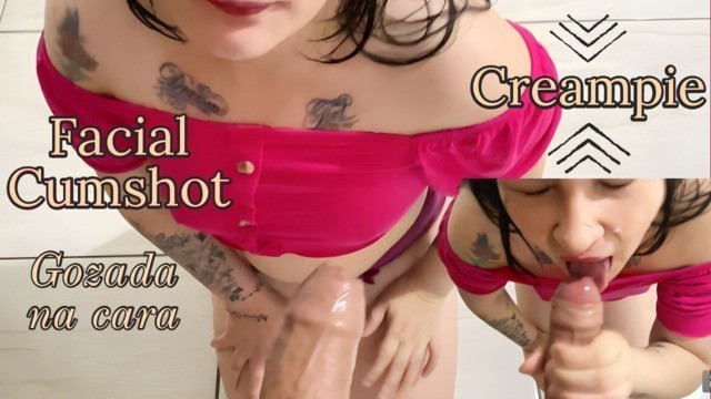 Gozada Na Cara | Facial Cumshot | Gostosa Leva Porra Quentinha Na Cara Após Boquete Delicioso | Crea