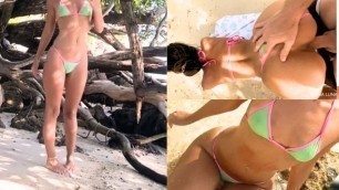 I AM STILL DREAMING! Hot Beach Bikini Girl Poses before Sex Creampie under Mango Tree