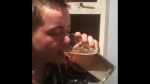 British Straight Lad Drinks own Piss from Glass - best Piss Drinking