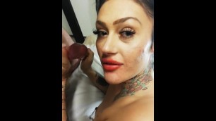 Whip, Gagging, Bondage and Cum in her Face & Mouth - Young Tattoo Girl