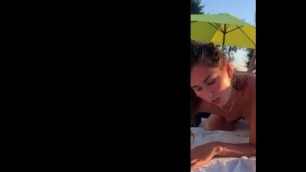 2 Lesbians Strapon Fuck by the Pool where Neighbors can see them