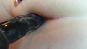 Super Fast ANAL Fuckmachine with Big Black Dildo