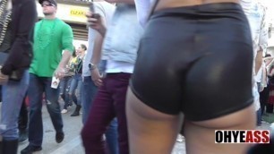 Nice Jiggly Ass in Leather Booty Shorts