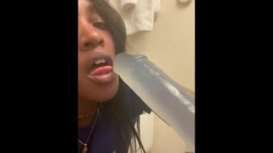 Chocolate Anal Slut Takes Giant Dildo till She’s Gapping