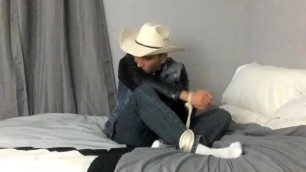 Cowboy Tied up in Bed