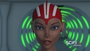 Sci-Fi lust. 3d space shemale plays with a horny girl