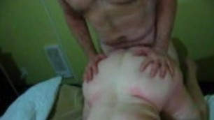 BBW Slutwife gets facial while being spit-roasted