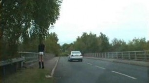 Zoe tranny bitch whore outdoors in tight hot pants