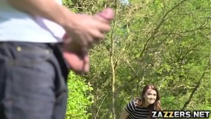 Mishas tight pussy got pounded in the woods