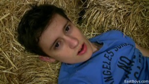 Antonio Palmer cutie in a haystack is first massaging his dick then will proceed to give it a good beating until a cumshot. L