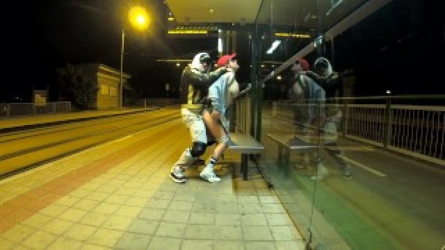 Real Quick Risky Sex with my Stepbro at Public Bus Stop with Squirt Orgasm and Cum in my Mouth Real